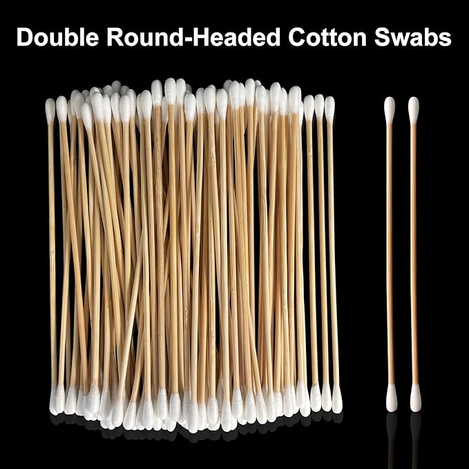 Gun Cleaning Swabs, Dual - Ends Tips, 6 Inch Gun Cleaning Supplies, Long Cotton Swabs with Bamboo Sticks in A Storage Case for Gun Cleaning and Maintenance