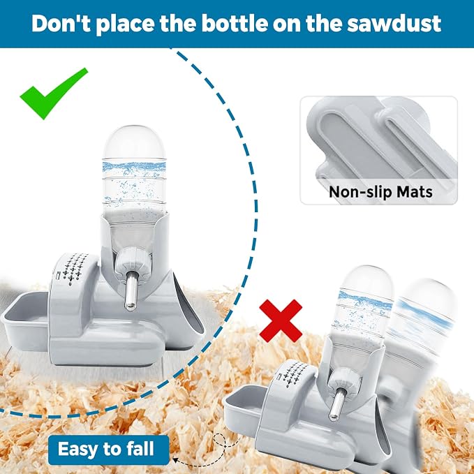 VANNON 3-in-1 Hamster Water Bottle with Food Bowl & Hideout Base, Grey | 3-in-1 feeding station combines water, food and hideout space to help keep hamster cages organized and easy to maintain.