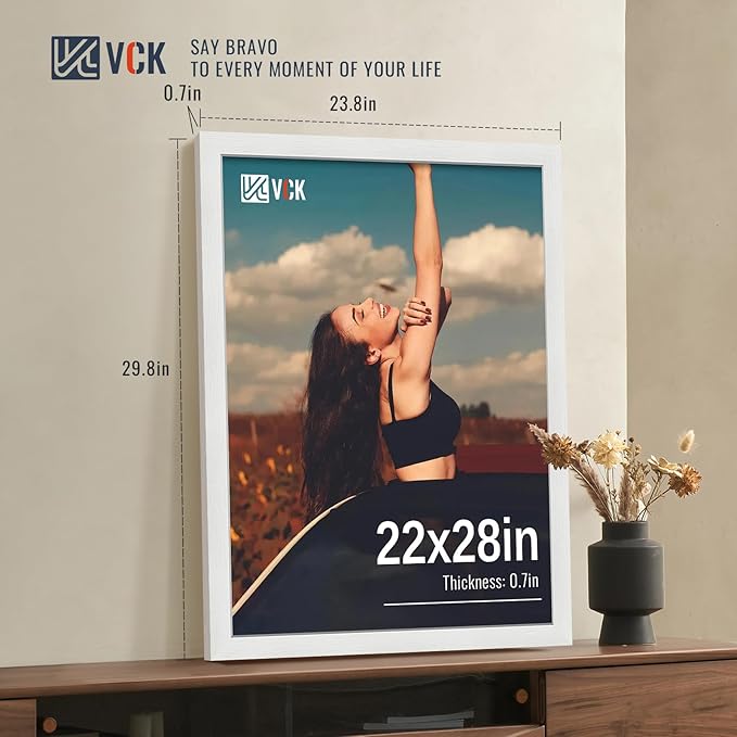 VCK 22x28 Picture Frames white Set of 6, Wide Border Wood Poster Frame, Multi-Directional Display Family Photos, Office Prints, Studio/Gallery Art, Woodgrain Series, Wall Hanging