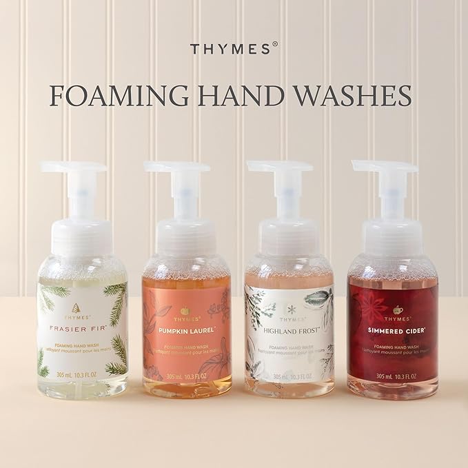Thymes Foaming Hand Wash with Aloe & Glycerin - Fall Scented Foaming Hand Soap with Pump - Fall Decor - Fall Soap with Notes of Nutmeg, Cinnamon, Clove & Creamy Pumpkin (Pumpkin Laurel, 10.3 fl oz)