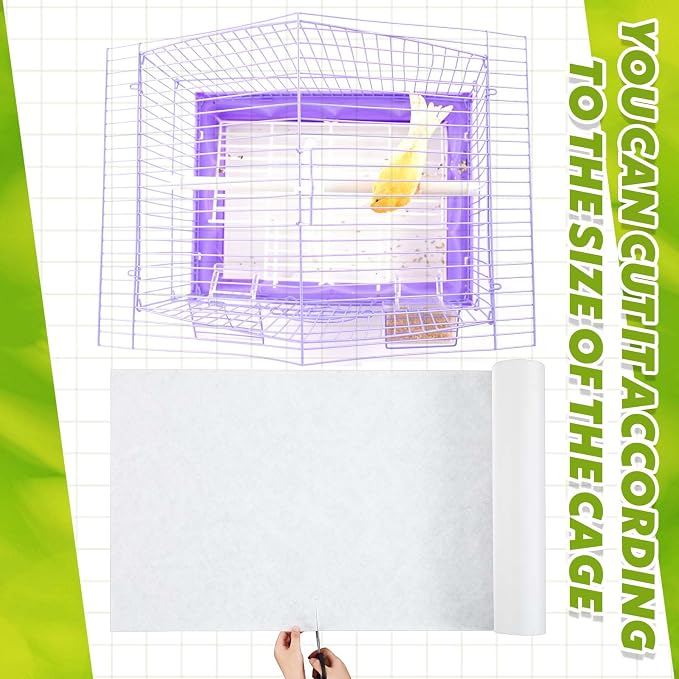 Drydiet Cage Liner for Birds, 100 ft x 22 Inch, Parakeet Cage Liners | Disposable, Precut Absorbent Bird Paper Accessories, for Pet Animal, Parrot, Parakeet, Conure, Superior Absorbent Liner