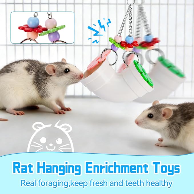 AOWPFVV Rat Enrichment Toys,Hanging Rat Foraging Toy for Cage Accessories | Slow Feeder Fancy Cage Puzzle Toy for Rats & Mice&Birds,Boredom Breaker and Keep Teeth Health
