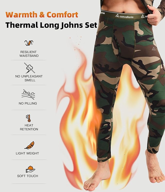 CL convallaria Thermal Underwear Long Johns Set Mens Winter Gift Hunting Gear Sport Base Layer Bottom Top