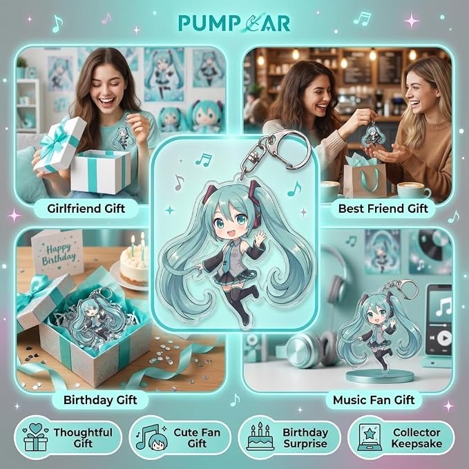 PumpCar Acrylic Keychain Double-Sided Charm Key Ring with Metal Clip Backpack Charm Bag and Car Key Accessory Collectible