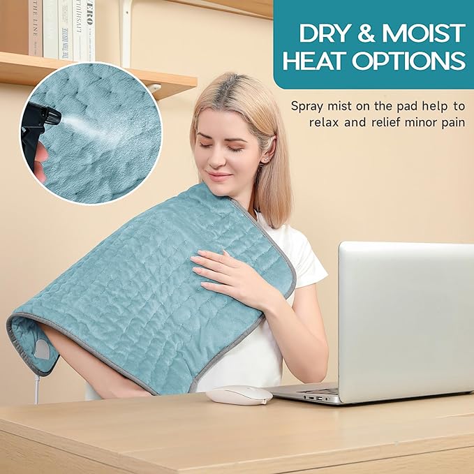 Heating Pad for Period Cramps, Heating Pad for Back/Neck/Shoulder Muscle Pain, Auto Shut Off, Dry/Moist Heat & Machine Washable, Christmas Gifts for Women