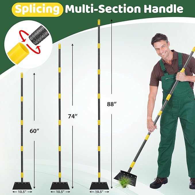 Ice Scraper, Snow Shovel, 2 Spades, 74" Detachable Garden Flat Shovel Scraper, Multifunctional Garden Cleaning Shovels,Heavy Duty Floor Scrapers for Weeding, Edging, Driveway Snow Ice Removal
