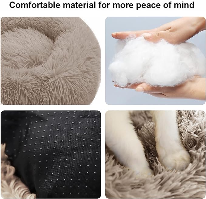 Nisrada Cat Beds for Indoor Cats,15.7 Inch Small Cats Beds, Washable-Round Pet Bed for Puppy and Kitten with Slip-Resistant Bottom