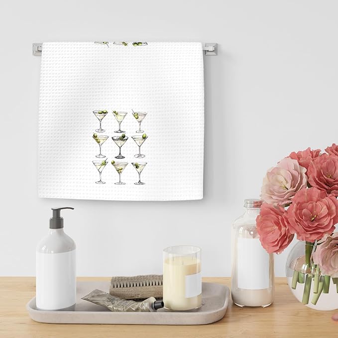 Martini Decor Kitchen Towels, DirtyMartini Hand Towels, DirtyMartini Glasses Dish Towel Tea Towel for Kitchen Home Bar Decorative, MartiniGifts for Martini Lovers Bar Kitchens Decor, 16x24In
