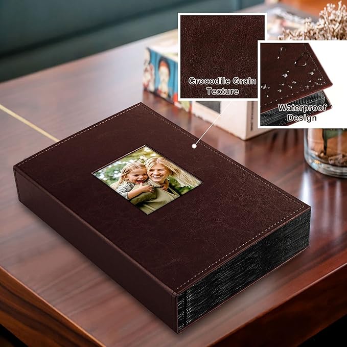 Ywlake Photo Album 4x6 300 Pockets, Leather Photo Albums Holds 300 Horizontal Only Pictures Brown