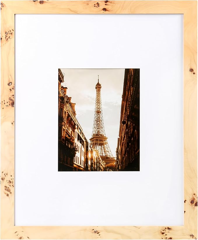 Concepts Set Of 4-16x20 Matted to 11x14 and 8x10 Burl Wood Picture Frames - Natural Wood Finish Picture Frames for Family Photos - Elegant Wallhung Decor in Bulk
