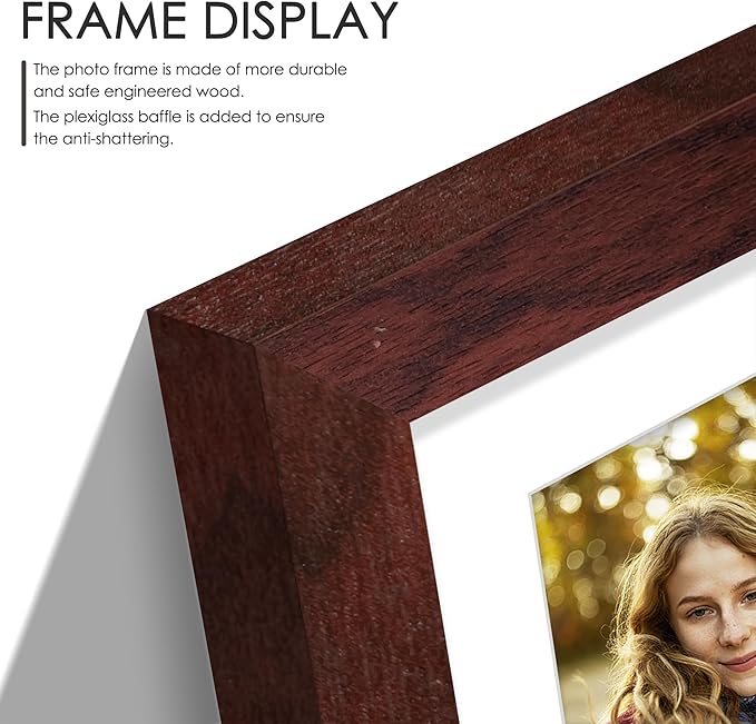 8x16 Collage Picture Frame 5x7 Collage Picture Frame Displays Three 5x7 inch Photos or 8x16 (Without Mat) for Available Horizontal Wall Mounting Display and Vertical Redwood