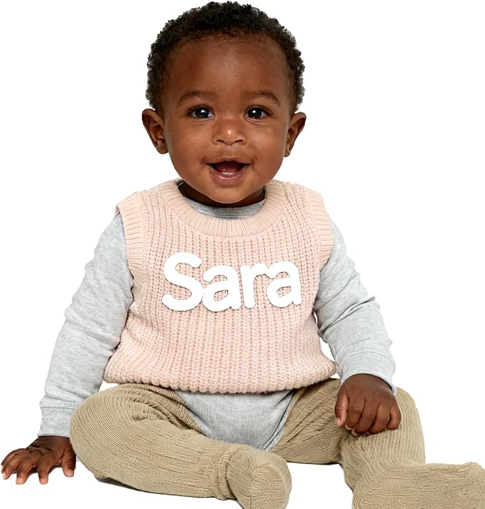 Personalized Knit Baby Boy Girl Sweater with Name Custom Pullover Sweatshirt Custom Baby Gifts