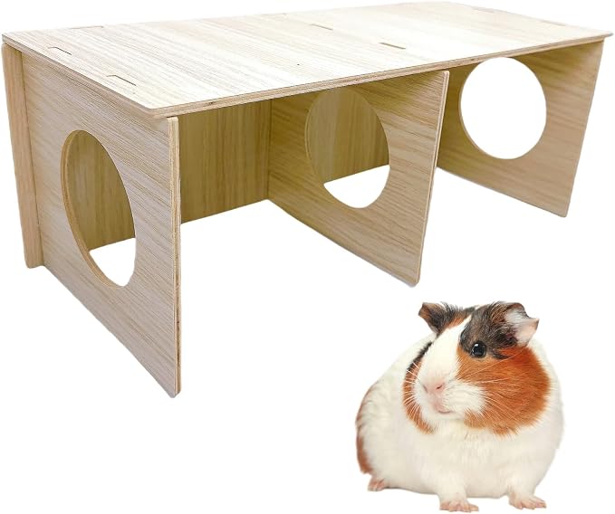 Hamiledyi Wooden Hamsters 2-Chamber Hideout-Tunnel Multi Chamber Exploring Toy Rat 14 x 6.3 x 5.5 Exploring Tunnel Toy for Mice Guinea Pig Squirrel Sugar Glider