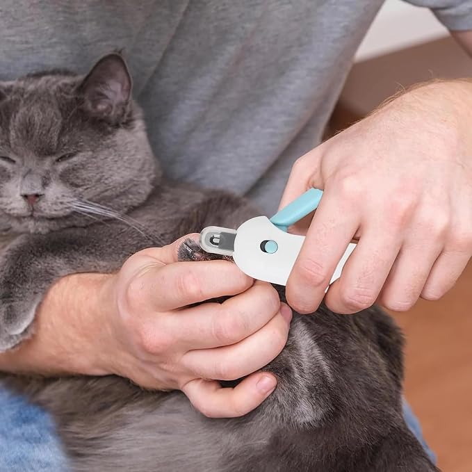 Adjustable Cat Nail Clipper to Avoid Excessive Cutting, Cat Nail Trimmer with Nail File, Pet Nail Clippers for Kitten Bunny Guinea Pig Rabbit Ferret (Blue)