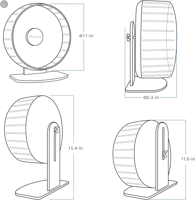 Niteangel Super-Silent Hamster Exercise Wheels: Quiet 11 inch Running Wheel | Can 11.6-15.4" Adjustable Height - No Bend Back Spinner Running for Dwarf Syrian Hamster Gerbils Mice Or Other Small Animal