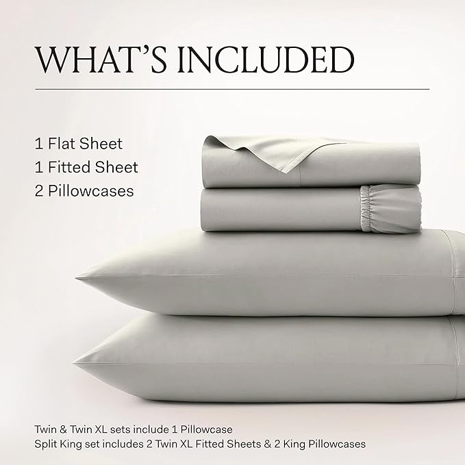 BOLL & BRANCH Percale Hemmed Sheet Set - Cooling Breathable Bed Sheets for Hot Sleepers - Twin, Sky - Luxury 100% Organic Cotton - 1 Flat, 1 Fitted, 2 Pillowcases