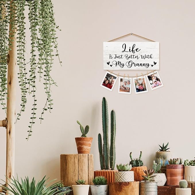 Granny Gifts Picture Frame Photo Holder for Wall, Mothers Birthday Gifts for Grammy Grandma, Thank You Gifts Grandmother Gammy Gifts from Grandchildren Grandkids Hanging Photo Display