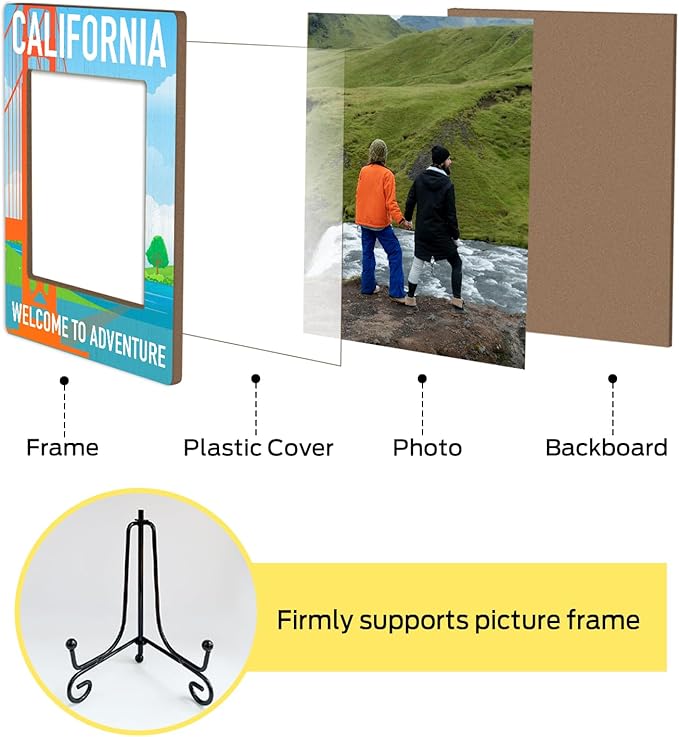 California Souvenirs Wood Photo Frame Wedding Honeymoon Vacation Gifts for Couple Tabletop Display 4 x 6 Picture Frame Gifts for Friends BFF, California Home Office Desk Holiday Decorations -22
