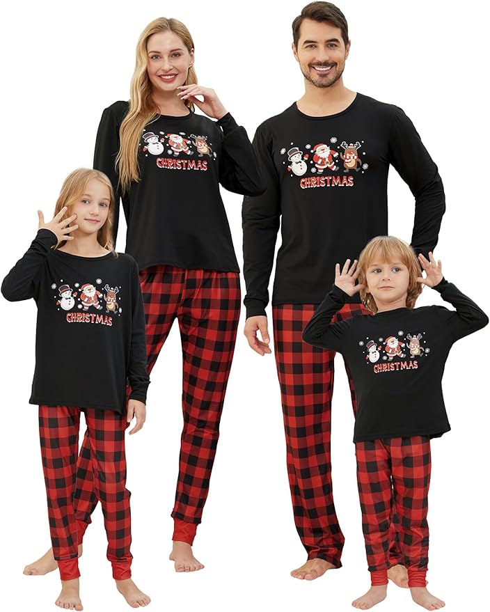 YIJIU Christmas Pajamas Cute Deer Print Long Sleeve Totem PJS Set
