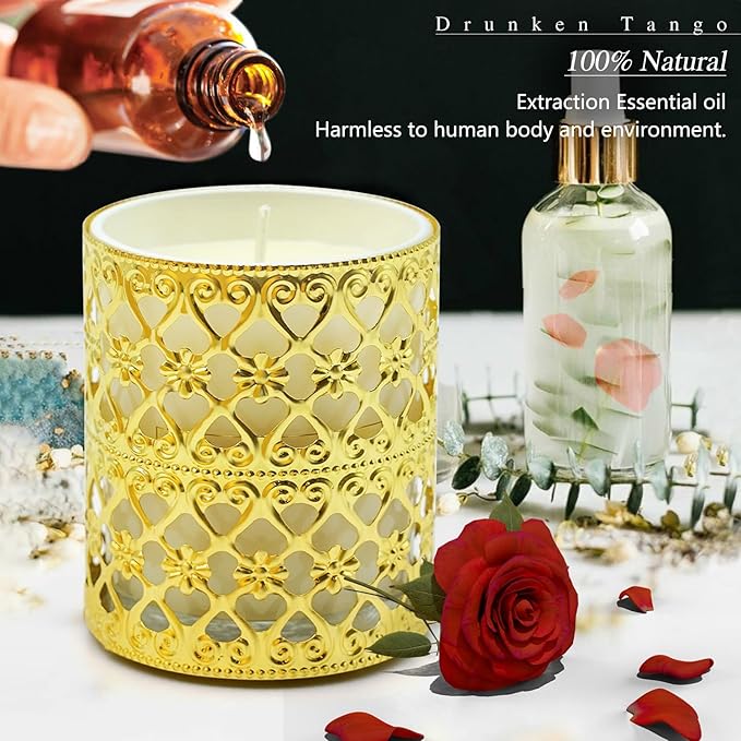 6 Pack Candles for Home Scented Aromatherapy Candles Gifts Set for Women, 3 Pack 120 Hour Long Lasting White Candles with 3 Gold Candle Holders, Mothers Day Gifts for Mom, Birthday Present