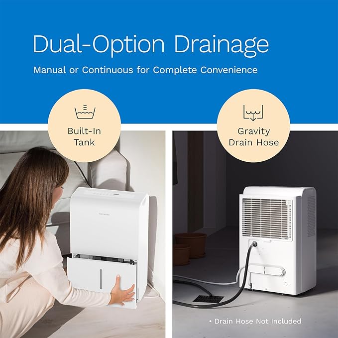 hOmeLabs 50 Pint Wi-Fi Dehumidifier for up to 7,000 Sq Ft Rooms (MAX 120 Pint at 95°F, 90% RH) – Powerful Humidity Control for Large Rooms and Basements