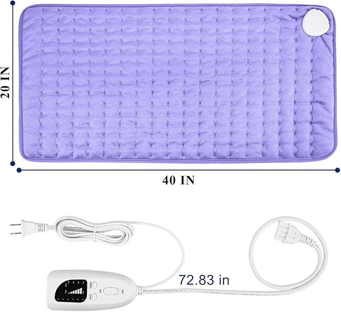 40"X20" Electric Heating pad with 6 Heat Settings, Auto Shut Off, Dry Electric Heating for Back Neck Knee Arms Legs Shoulder Heat Pads for Christmas Birthday Father's Day Mother's Day (Light Purple)