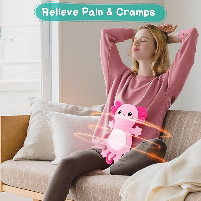 Axolotl Microwave Heating Pad for Period Cramps, Animals Microwavable Heating Pad for Shoulder Neck Knee Pain Relief, Cute Pink Axolotl Plush Heat Pack for Women Mother's Day and Kids Birthday