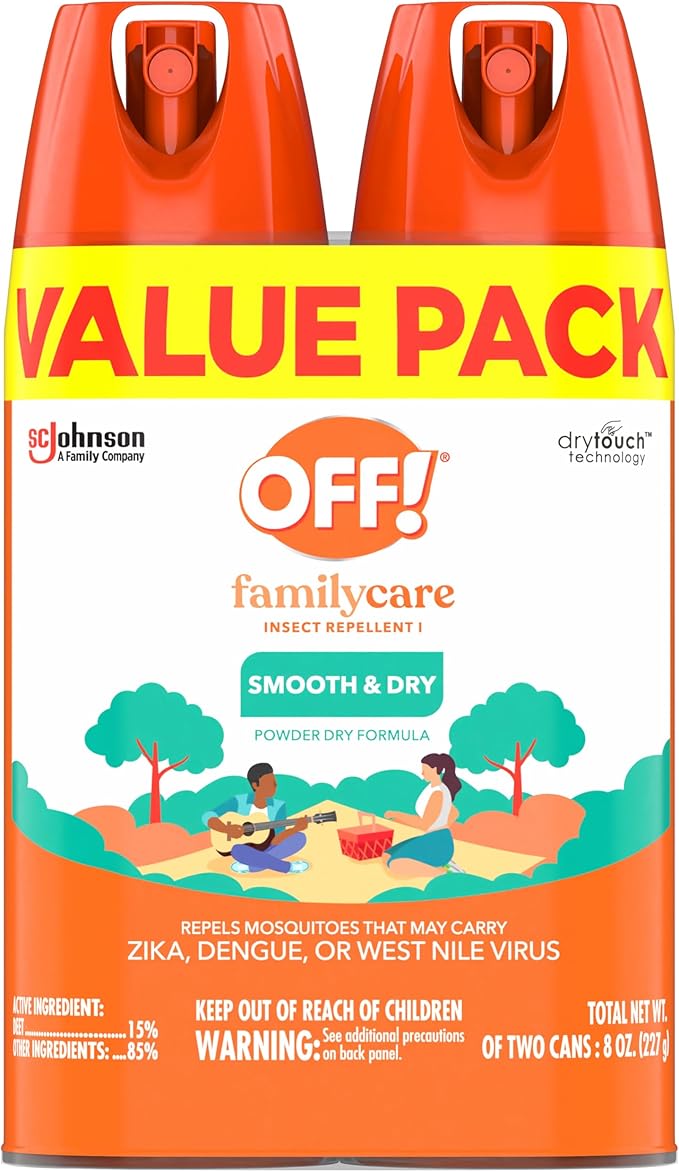 OFF! Family Care Insect & Mosquito Repellent, Bug Spray Containing 15% DEET, Protects Against Mosquitoes, 4 Oz, 2 Count