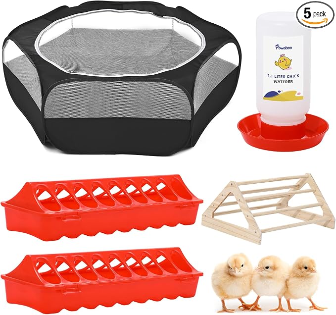 Pawaboo Chick Brooder Box for Chick Starter Kit, Black | Brooder Pen/Chicken Supplies Brooders Box with Chicks Perch Brooding Up to 15 Chicks, Duck and Quail