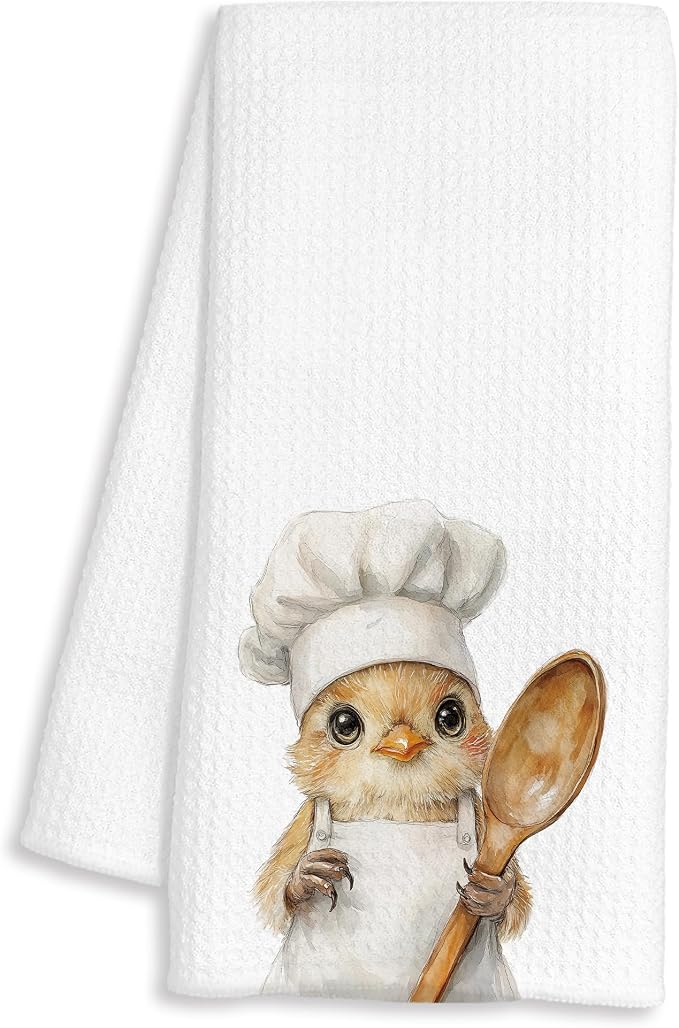 Funny Chicken Chef Kitchen Towels, Chicken Lover Gifts, Chef Gifts for Women Men, Funny Farm Animal Decorative Dish Hand Tea Towels for Kitchen Bakery, 16x24 Inch