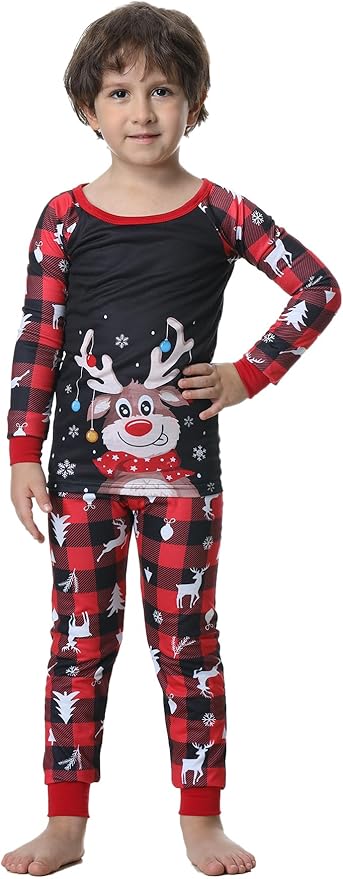 YIJIU Christmas Pajamas Cute Deer Print Long Sleeve Totem PJS Set