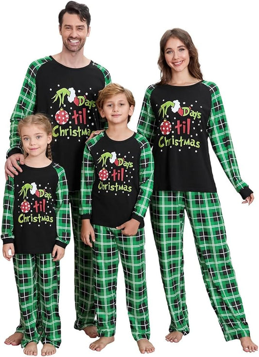 Christmas Family Pajamas Set Matching Holiday Plaid Sleepwear Set Reindeer/Tree Print Loungewear for Xmas Eve