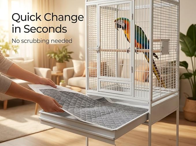 XL Bird Cage Liners 23.6x35.4 20-Pack Bamboo Charcoal Large Parrot | 7 layer odor control waterproof leak proof backing quick daily cleanup large parrot cage coverage