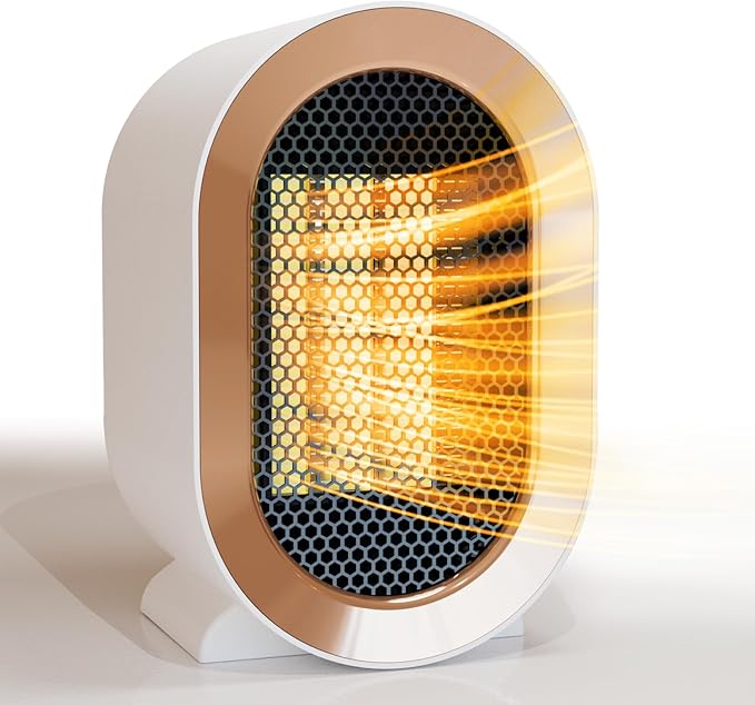 Indoor Electric Portable Space Heater, 1200W Personal Desk Heater, Fast Quiet Heating Ceramic for Small Room,Bedroom and Office Use (Pearl White)
