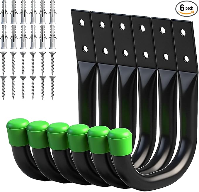 SWANLAKE Heavy Duty Garage Storage Utility Hooks, Utility Hooks for Garage Wall,Color Black (6PCS)