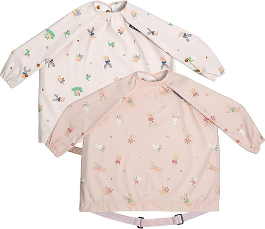 BIBaDO - Long Sleeve Baby Bibs - Babies & Toddlers 6-36 Months - Coverall Baby Led Weaning Bib - Easy Wipe, Soft & Waterproof
