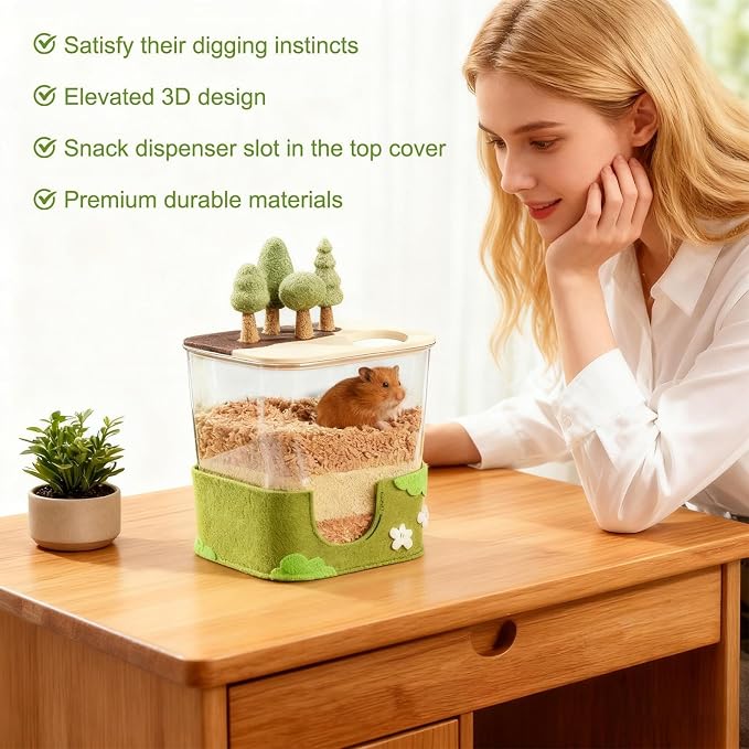 Hamster Sand Bath, Small Animal Habitat, Chinchilla Dig Box | Small Animal Shelter Training Observation Projects Playpen Activities for Animal Lovers Living Room Bedroom