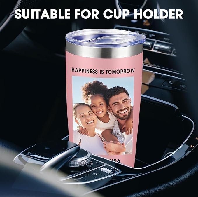 Personalized Custom Tumbler Print in USA 10 Pcs 20oz Stainless Steel Coffee Cup with Lid & Straw Double Wall Insulated Tumbler with Colorful Text Logo Photo