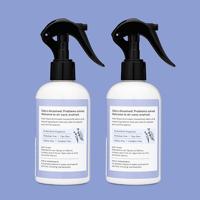 Fresh Wave Lavender Scent Odor Removing Spray, 8 fl. oz. | Pack of 2 | Odor Absorber for Home, Furniture, Fabrics & Trash | Safer Odor Relief