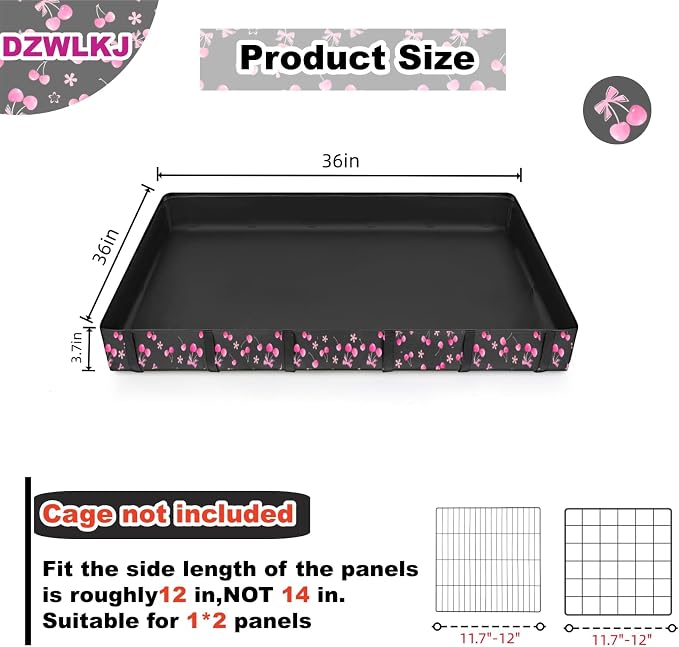 DZWLKJ Waterproof Guinea Pig Cage Liner,Washable Tarp Bottom Base,Cherry Graphic,36"x36", Reusable for Rabbit, Chinchilla, Hedgehog, Ferret & Other Small Animals.