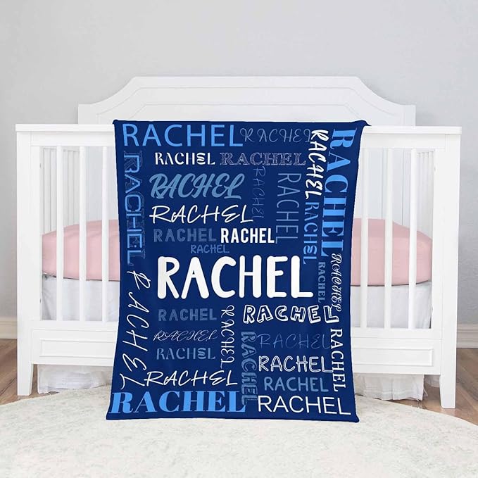 Ship Next Day, Custom Name Blanket, Personalized Baby Blanket for Girls, Baby Blankets with Name Ultra-Soft Cozy Fleece Blankets Gifts for Boys & Girls Kids Teen Girl New Mom