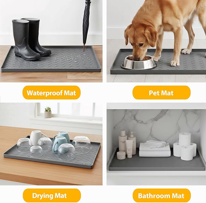 TigeJoy 25" x 22" Under Sink Mats for Kitchen Waterproof, Leak-Proof Silicone Mat Sink Protector and Cabinet Liner, Kitchen Essentials Organizer and Storage, Boot or Shoe Tray, Pet Feeding Mat