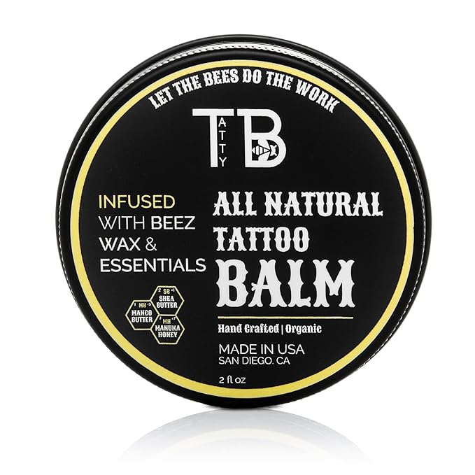 Tattoo Aftercare Balm – Fast Healing Tattoo Cream for New & Old Tattoos | Soothes, Hydrates & Brightens Ink | Natural Beeswax & Manuka Honey | 2 fl oz