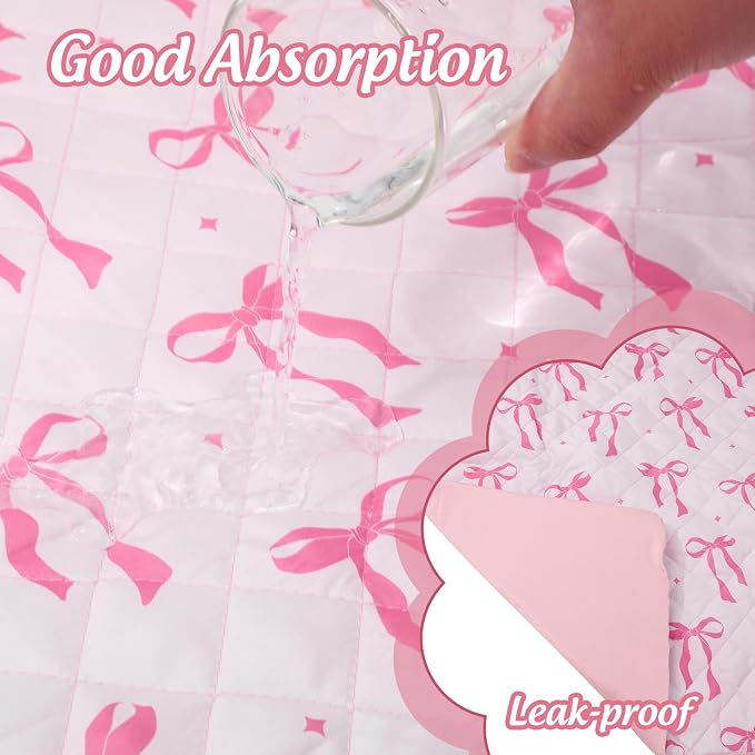 JarThenaAMCS 7 Pcs Bow Ferret Cage Liner Set Ferret Critter Nation Cage Accessories Kit Pink Bowknot Washable Double Unit Set Pee Pads for Hamster Chinchilla Small Animal Accessory
