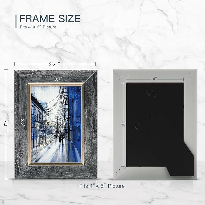 XUANLUO 4x6 Picture Frames Set of 4 Rustic Retro Photo Frame with HD Plastic Cover for Wall Mount and Tabletop Display Family Friends Wedding Gift