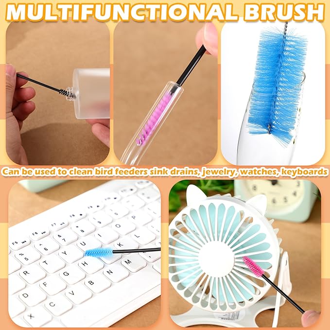 Hummingbird Feeder Cleaning Brush 19 Pieces 3 Size Mini Nylon Double Headed 2 in 1 Hummingbird Brush Hard to Reach Places Tiny Cleaning Kit(Blue)