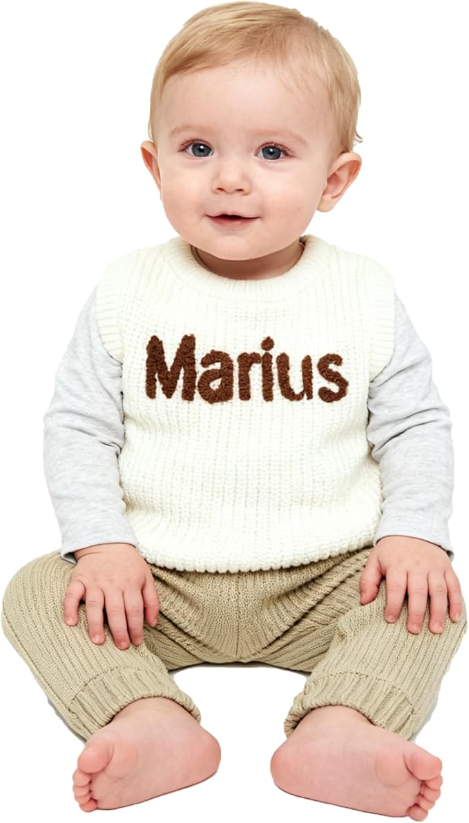 Personalized Knit Baby Boy Girl Sweater with Name Custom Pullover Sweatshirt Custom Baby Gifts