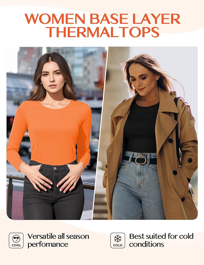 Women's Long Sleeve Thermal Underwear Lightweight Compression Baselayer Shirt Women Clothing Premium Comfort Winter Tops