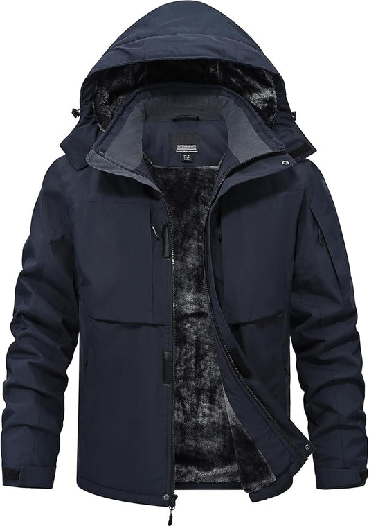 Mens Winter Snow Jacket Waterproof Ski Jackets Snowboard Rain Warm Coat Insulated Hood Fleece Lined