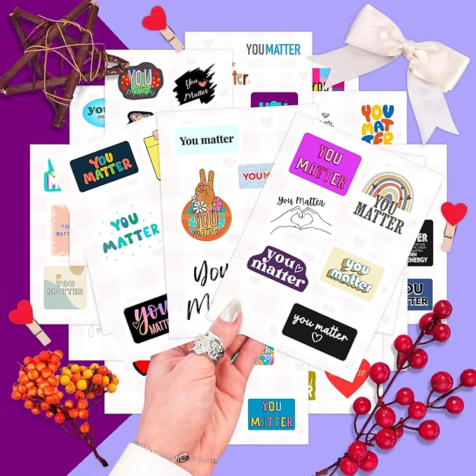 100Pcs You Matter Stickers for Water Bottle and Laptop - Encouragement Party Supplies & Decorations, Waterproof Vinyl Positive Decals, Inspirational Stickers Laptop Decals, Gifts for Women & Men